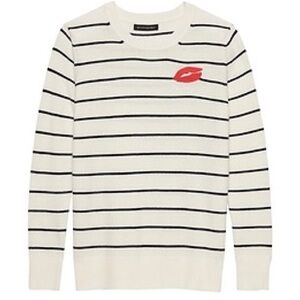 Banana Republic Italian Merino-Blend Crewneck Sweater in Striped Kiss